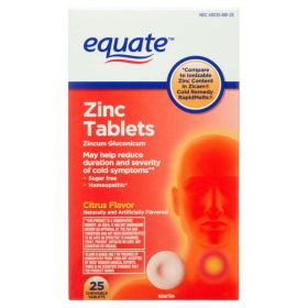 Equate Zinc Chewable Tablets; Citrus Flavor; 25 Count