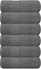 Resort Collection Soft Hand Towels 16x27 inch Luxury Hotel Plush & Absorbent Cotton Hand Towel 6 Pack Smoke Grey