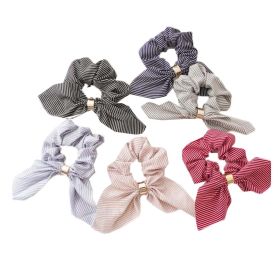 6 Pcs Stripe Rabbit Ears Ribbon Hair Scrunchies Elastics Hair Band Knotted Hair Ties Hair Accessories