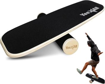 Yes4All Balance Board Sports Trainer, Surf Trainer Board With Adjustable Stoppers, Improve Core Strength and Balance Control (Color: B. Full Black)